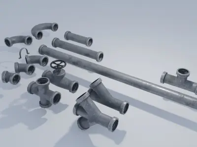 Large Metal Pipes 4K and 2K Low-poly 3D model