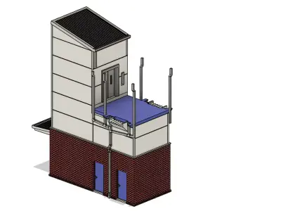 Model Railway Modern Footbridge with Lift Central Steps Add-on 3D print model