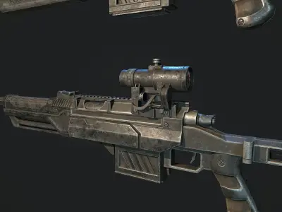 Sniper rifle Low-poly 3D model 10