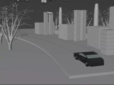 3D Animated Car in City Free low-poly 3D model