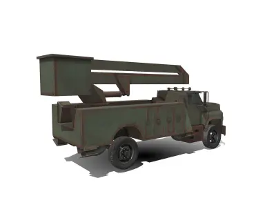 trucK military with crane on top 3D model
