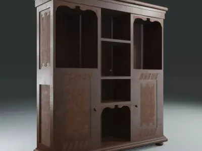 Game Ready Vintage Wooden Cabinet Low Poly PBR Low-poly 3D model