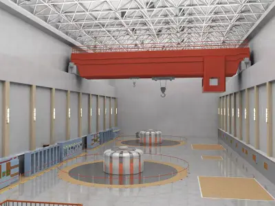 Hydropower Plant Turbine Hall   Power Generation Facility 3D model