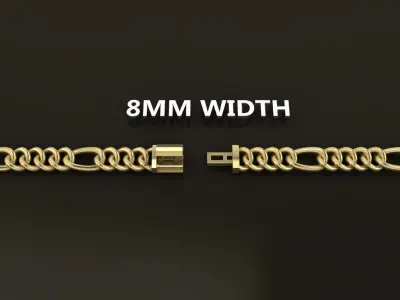 Figaro Cuban Chain Link Rounded Frame 8mm Width 3D print model