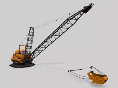 Old Industrial Vehicle Dragline Low-poly 3D model