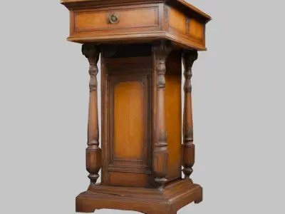 Antique Wooden Podium - Ornate Church Pulpit 3D Model Low-poly 3D model