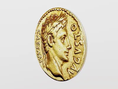 Roman Empire Gold Coin Low-poly 3D model