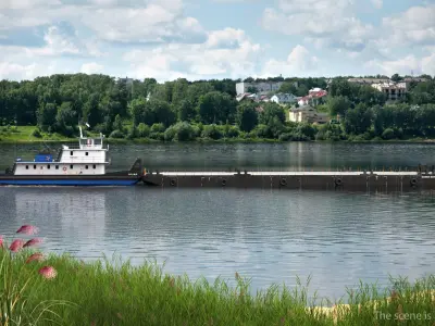 Pontoon Barge 3D model