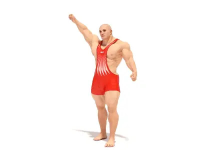 Athlete Victory Pose in Reebok Red Leotard 3D model