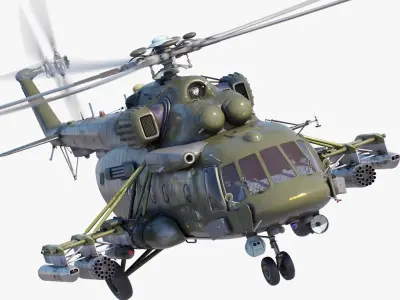 Mi-117 - Mi-17 Russian Military Helicopter with 4 skins 3D model