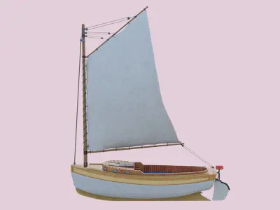 Catboat sailboat Low-poly 3D model