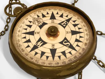 Compass Victorian Low-poly 3D model