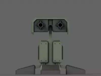 PBR Turret Gun 05 Green Low-poly 3D model