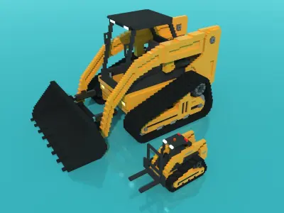 Mini Front Loader Vehicle Voxel 3D model