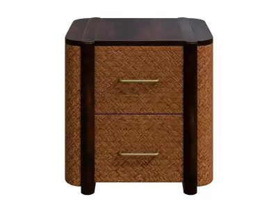 Solid Wood Havana Canefront Nightstand Low-poly 3D model