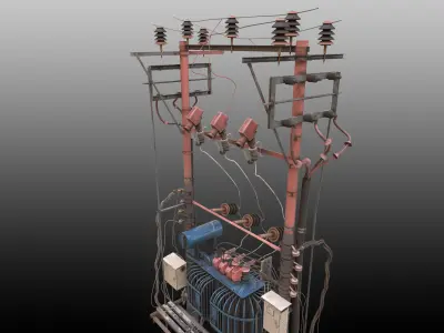 Pole Mounted PMT Transformer 3D model