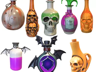 bottles creative Low-poly 3D model