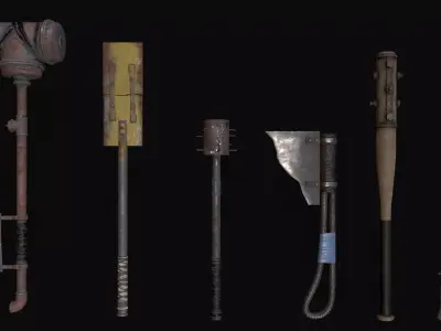 Apocalyptic weapons Low-poly 3D model purchase