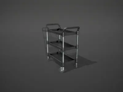 Three Tier Black Service Cart Low-poly 3D model