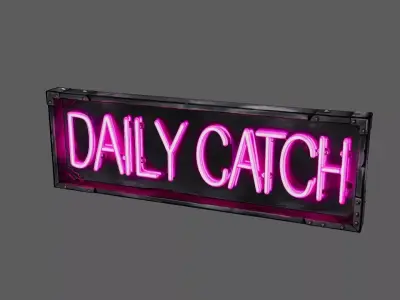 Stylized Neon Signboard - Seafood Restaurant Sign - Daily Catch 3D model