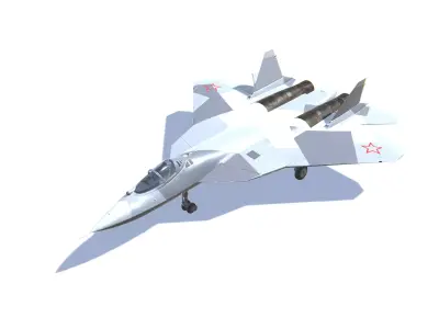 SU-57 Felon Jet Fighter Aircraft Low-poly 3D model