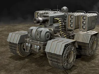 UGV Concept-3-Grey-Dirty Low-poly 3D model