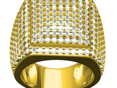 Antique Pave Set Diamond Hip Hop Ring for Men 3D print model