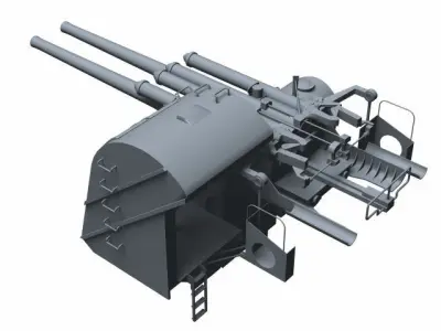 Type 89 40 caliber 12cm high angle gun 3D model