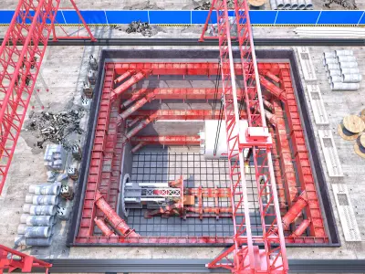 Subway tunnel excavation construction site 3D model