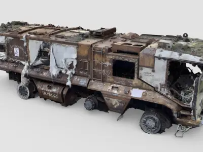 destroyed russian KAMAZ-63968 Typhoon-K MRAP  3D model