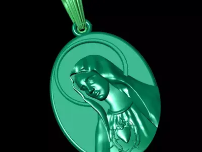 Dainty Antique Virgin Mary Oval Pendant 3D print model