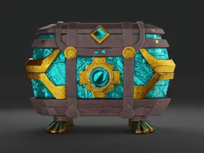 Magic Treasure Chest Low-poly PBR 3D model Low-poly 3D model