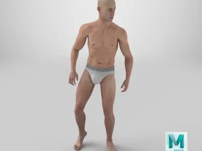 Athletic Male Figure in Underwear 3D model