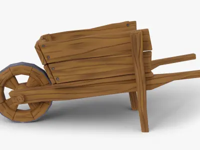 Stylized Wheelbarrow Low-poly 3D model purchase
