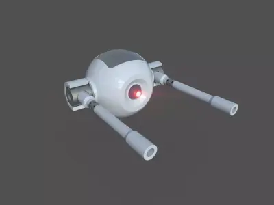 Rigged Lowpoly Mech Spherical Fighter Drone Low-poly 3D model