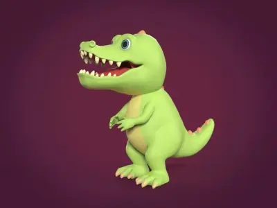 Cartoon Animal Characters - Crocodile Mascot - Dragon - Dinosaur Low-poly 3D model