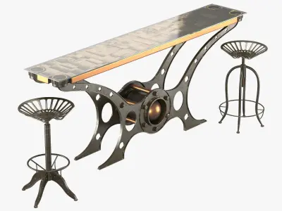 Poseidon metal bar stool 3D model