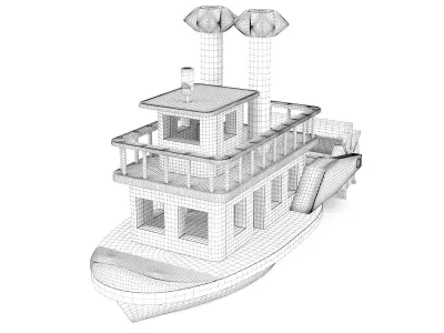 Wooden toy ship 06 3D model