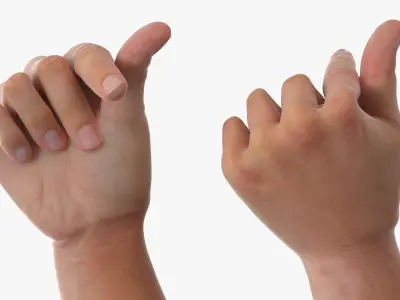 Male Hand Pair with Finger Heart Gesture 3D model
