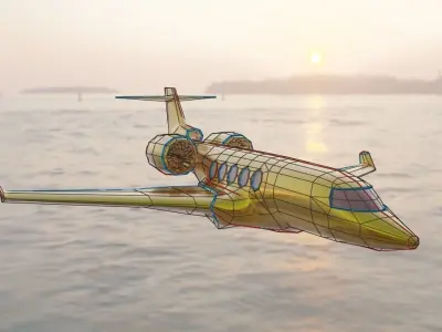private jet high detailed low poly count 3d model  Low-poly 3D model
