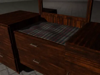 Japanese Dressing Table 3D Model Low-poly 3D model