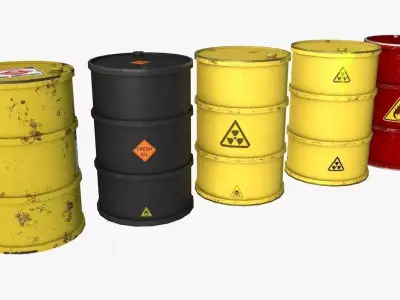 Metal Barrels PBR Low-poly 3D model