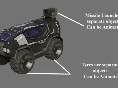 Sci-Fi Police Vehicle - Game Ready - PBR Low-poly 3D model