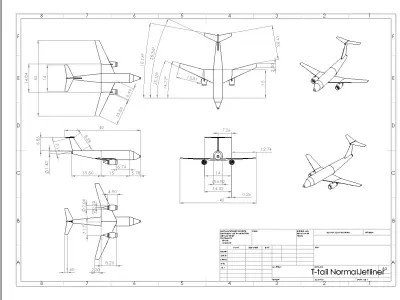 Fictional Twin Engine T-Tail Jetliner F29 Inspired Low-poly 3D model