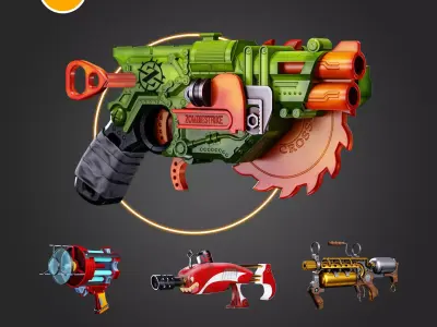 30 Stylized guns  4K Textures  Low-poly 3D model