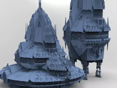 Moon Facility Towers 3 designs 3D model
