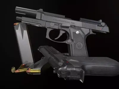 Beretta 92 FS Low-poly 3D model