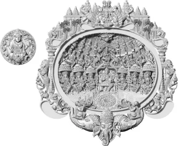 Laxmi Ji Gold Kundan Work Necklace  3D print model