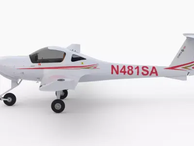 Aircraft Diamond DA-20 Red Low-poly 3D model