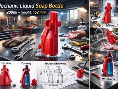 Mechanic Liquid Soap Bottle 200ml   Native SolidWorks 3 3D model